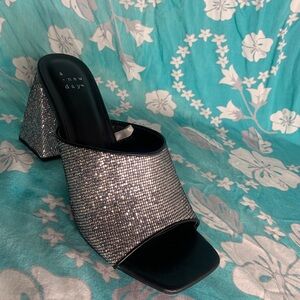 A New Day Women's sparkling Silver open toe heels